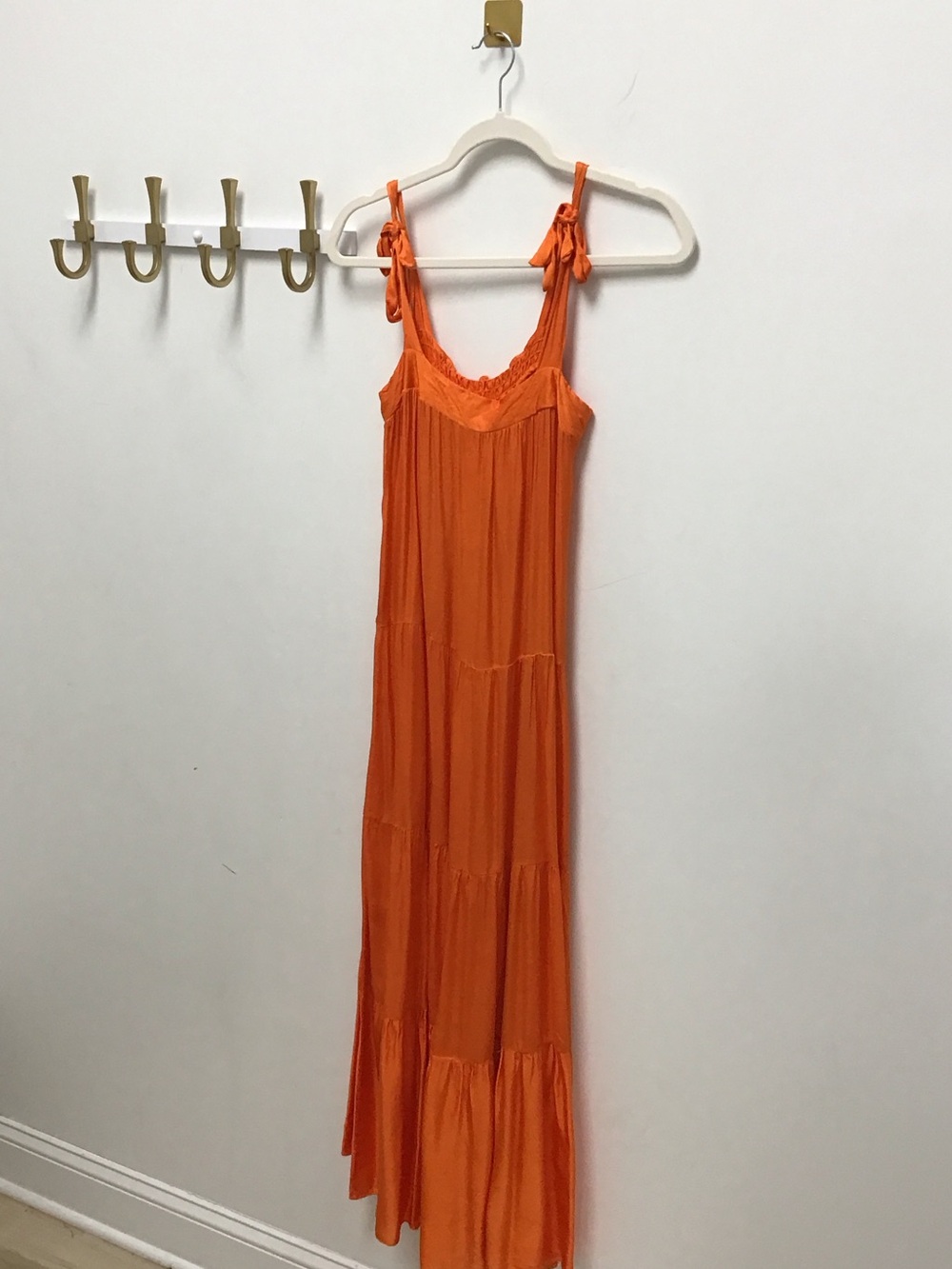 Frnch rawen Women's Orange Tie-Shoulder Maxi Dress